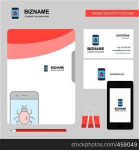 Bug on a smartphone Business Logo, File Cover Visiting Card and Mobile App Design. Vector Illustration