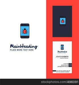 Bug on a smartphone Creative Logo and business card. vertical Design Vector