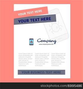 Bug on a smartphone Title Page Design for Company profile ,annual report, presentations, leaflet, Brochure Vector Background