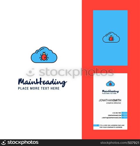 Bug on cloud Creative Logo and business card. vertical Design Vector