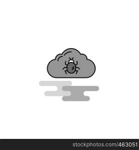 Bug on cloud Web Icon. Flat Line Filled Gray Icon Vector