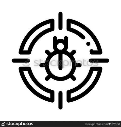 Bug Target Icon Vector. Outline Bug Target Sign. Isolated Contour Symbol Illustration. Bug Target Icon Vector Outline Illustration