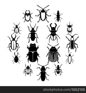 Bugs icons set. Simple illustration of 16 bugs vector icons for web. Bugs icons set, simple style