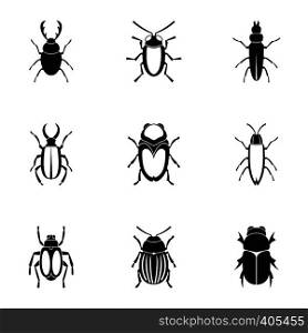 Bugs icons set. Simple illustration of 9 bugs vector icons for web. Bugs icons set, simple style