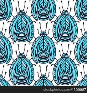 Bugs seamless pattern in turquoise color. Fabric design. Bugs seamless pattern in turquoise color. Fabric design.
