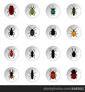 Bugs set icons in flat style isolated on white background. Bugs set flat icons