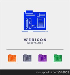 Build, construct, diy, engineer, workshop 5 Color Glyph Web Icon Template isolated on white. Vector illustration. Vector EPS10 Abstract Template background