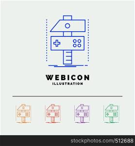 Build, craft, develop, developer, game 5 Color Line Web Icon Template isolated on white. Vector illustration. Vector EPS10 Abstract Template background