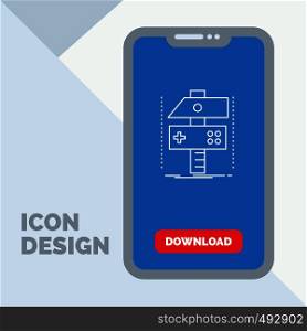 Build, craft, develop, developer, game Line Icon in Mobile for Download Page. Vector EPS10 Abstract Template background