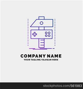 Build, craft, develop, developer, game Purple Business Logo Template. Place for Tagline. Vector EPS10 Abstract Template background
