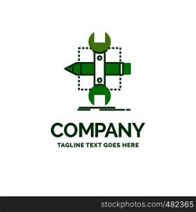 Build, design, develop, sketch, tools Flat Business Logo template. Creative Green Brand Name Design.