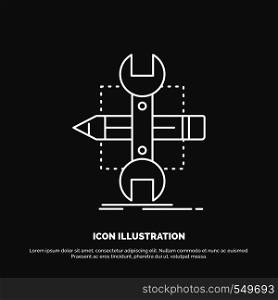 Build, design, develop, sketch, tools Icon. Line vector symbol for UI and UX, website or mobile application. Vector EPS10 Abstract Template background
