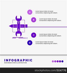 Build, design, develop, sketch, tools Infographics Template for Website and Presentation. GLyph Purple icon infographic style vector illustration.. Vector EPS10 Abstract Template background