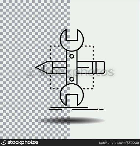 Build, design, develop, sketch, tools Line Icon on Transparent Background. Black Icon Vector Illustration. Vector EPS10 Abstract Template background