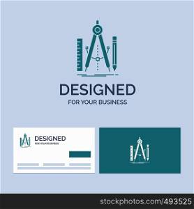 Build, design, geometry, math, tool Business Logo Glyph Icon Symbol for your business. Turquoise Business Cards with Brand logo template.. Vector EPS10 Abstract Template background