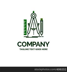 Build, design, geometry, math, tool Flat Business Logo template. Creative Green Brand Name Design.
