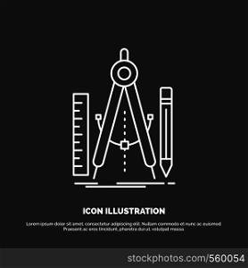 Build, design, geometry, math, tool Icon. Line vector symbol for UI and UX, website or mobile application. Vector EPS10 Abstract Template background