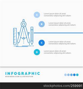 Build, design, geometry, math, tool Infographics Template for Website and Presentation. Line Blue icon infographic style vector illustration
