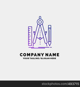 Build, design, geometry, math, tool Purple Business Logo Template. Place for Tagline. Vector EPS10 Abstract Template background