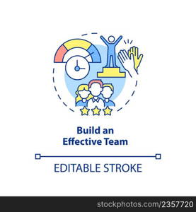 Build effective team concept icon. Way to increase business efficiency abstract idea thin line illustration. Isolated outline drawing. Editable stroke. Arial, Myriad Pro-Bold fonts used. Build effective team concept icon