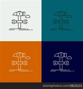Build, engineering, hammer, repair, service Icon Over Various Background. Line style design, designed for web and app. Eps 10 vector illustration. Vector EPS10 Abstract Template background