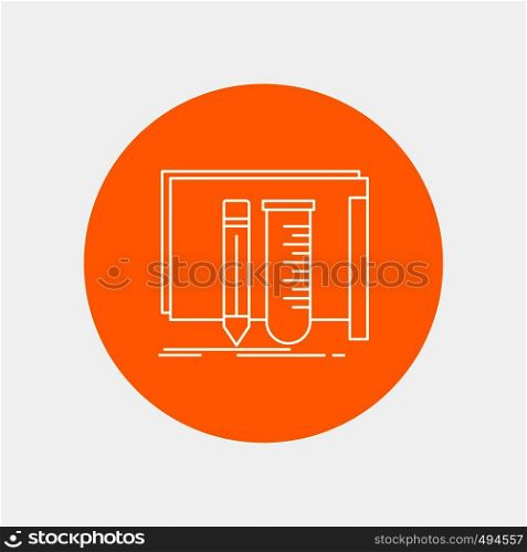 build, equipment, fab, lab, tools White Line Icon in Circle background. vector icon illustration. Vector EPS10 Abstract Template background