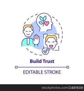Build trust concept icon. Developing emotional awareness abstract idea thin line illustration. Showing empathy and respect. Isolated outline drawing. Editable stroke. Arial, Myriad Pro-Bold fonts used. Build trust concept icon