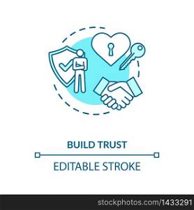Build trust concept icon. Relationship development, reliability idea thin line illustration. Professional growth, business improvement. Vector isolated outline RGB color drawing. Editable stroke. Build trust concept icon