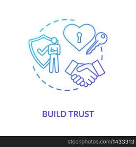 Build trust concept icon. Relationship development, reliability idea thin line illustration. Professional growth, business improvement. Vector isolated outline RGB color drawing. Build trust concept icon