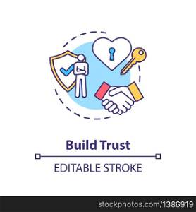 Build trust concept icon. Relationship development, reliable partnership idea thin line illustration. Personal growth, behaviour improvement. Vector isolated outline RGB color drawing. Editable stroke. Build trust concept icon