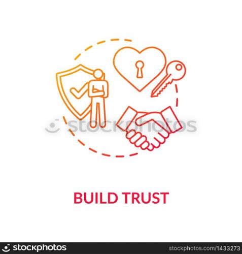 Build trust concept icon. Relationship development, reliable partnership idea thin line illustration. Personal growth, behaviour improvement. Vector isolated outline RGB color drawing. Build trust concept icon