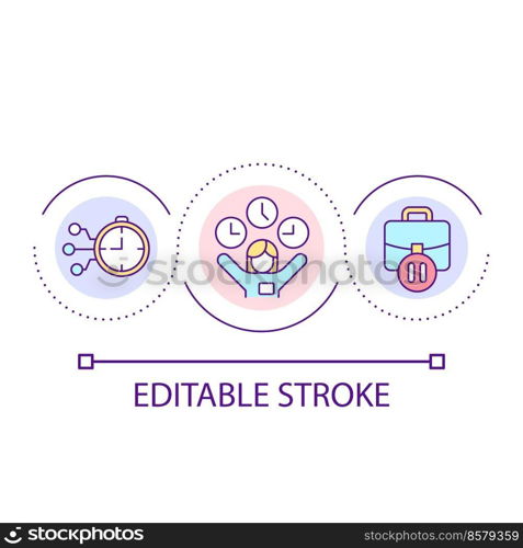 Build working schedule loop concept icon. Choose shifts in workplace. Time management abstract idea thin line illustration. Isolated outline drawing. Editable stroke. Arial font used. Build working schedule loop concept icon