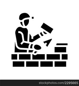 builder building with brick glyph icon vector. builder building with brick sign. isolated contour symbol black illustration. builder building with brick glyph icon vector illustration