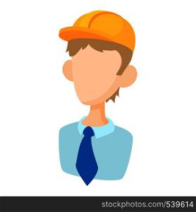 Builder icon in cartoon style on a white background. Builder icon in cartoon style
