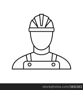 Builder icon in outline style isolated on white background. Job symbol vector illustration. Builder icon, outline style