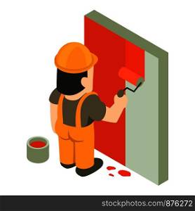 Builder painter icon. Isometric illustration of builder painter vector icon for web. Builder painter icon, isometric 3d style