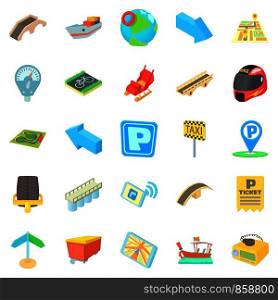Building a route icons set. Cartoon set of 25 building a route vector icons for web isolated on white background. Building a route icons set, cartoon style