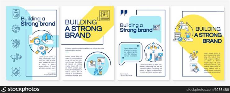 Building a strong brand color brochure template. Establish startup. Flyer, booklet, leaflet print, cover design with linear icons. Vector layouts for presentation, annual reports, advertisement pages. Building a strong brand color brochure template