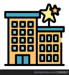 Building advertising company icon. Outline building advertising company vector icon color flat isolated. Building advertising company icon color outline vector