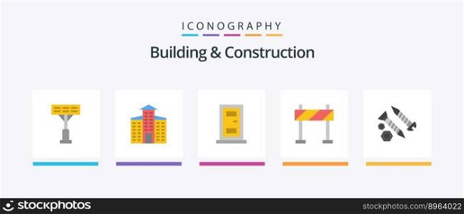 Building And Construction Flat 5 Icon Pack Including . tool. house. construction. screws. Creative Icons Design