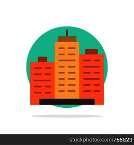 Building, Architecture, Business, Estate, Office, Property, Real Abstract Circle Background Flat color Icon