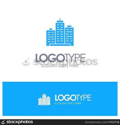 Building, Architecture, Business, Estate, Office, Property, Real Blue Solid Logo with place for tagline