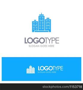 Building, Architecture, Business, Estate, Office, Property, Real Blue Solid Logo with place for tagline