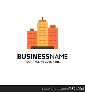Building, Architecture, Business, Estate, Office, Property, Real Business Logo Template. Flat Color