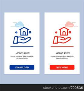 Building, Build, Construction Blue and Red Download and Buy Now web Widget Card Template