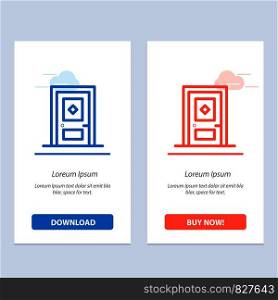 Building, Build, Construction, Door Blue and Red Download and Buy Now web Widget Card Template