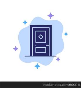 Building, Build, Construction, Door Blue Icon on Abstract Cloud Background