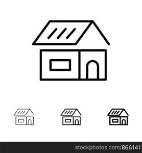 Building, Build, Construction, Home Bold and thin black line icon set
