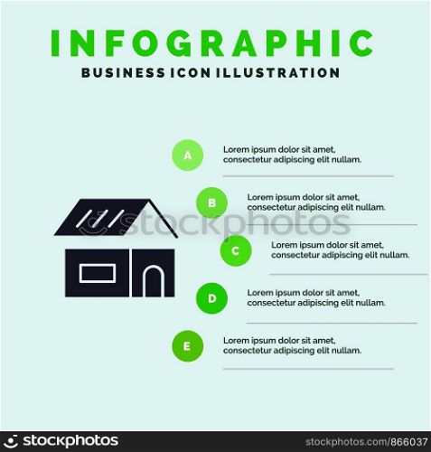Building, Build, Construction, Home Solid Icon Infographics 5 Steps Presentation Background