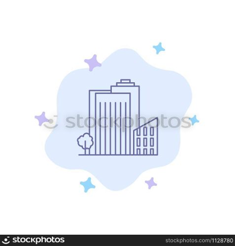 Building, Build, Dormitory, Tower, Real Estate Blue Icon on Abstract Cloud Background
